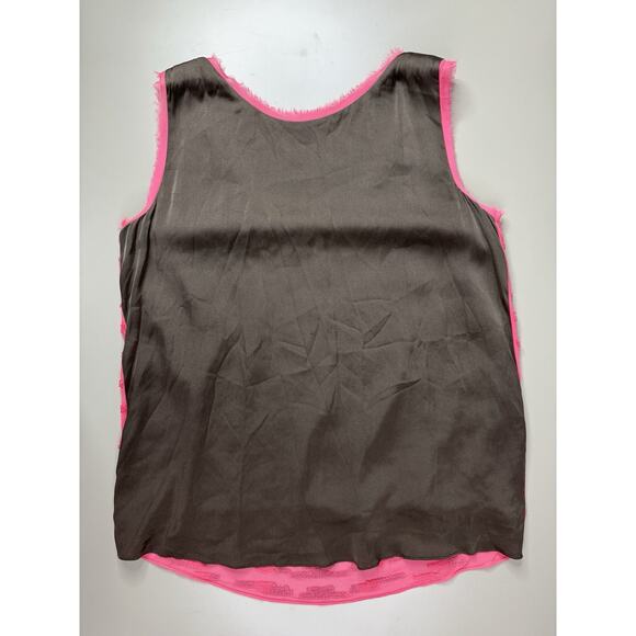 Elie Tahari Silk Beaded Tank Womens M Pink Brown Tiger Stripe Office Career Work - Picture 10 of 13